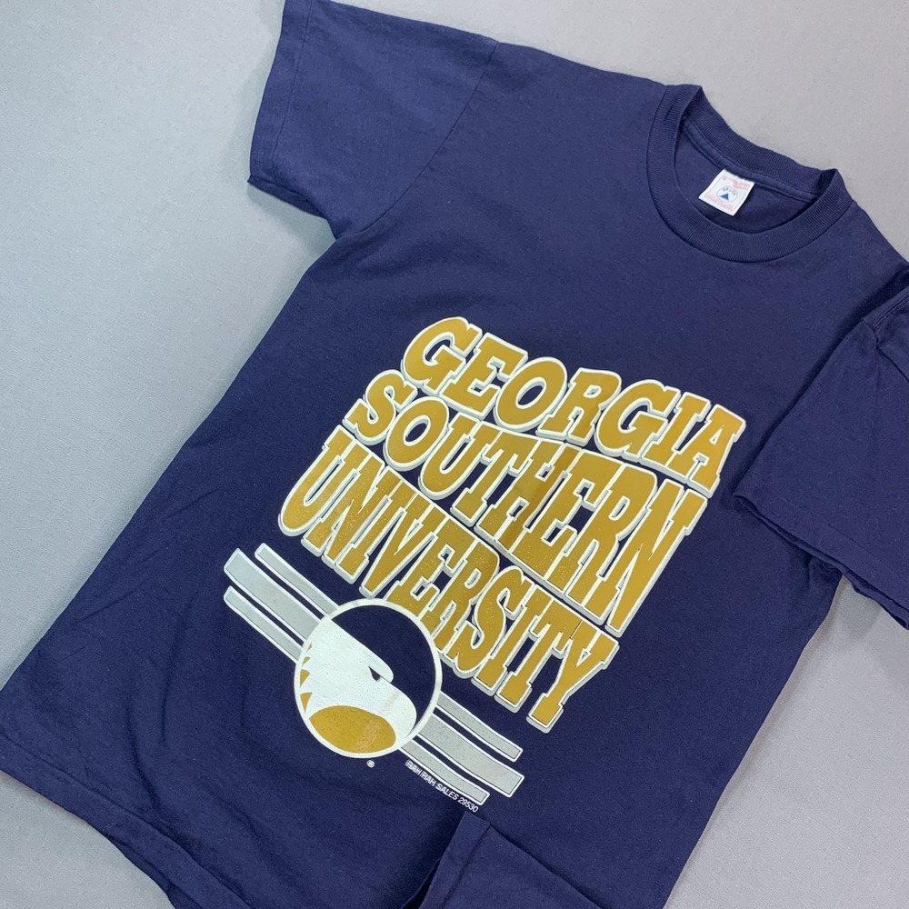 Vintage Georgia Southern Eagles Shirt Men M Blue NCAA College Delta Tee SGL STCH